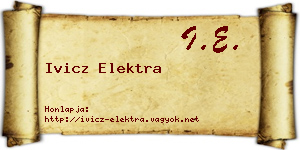 Ivicz Elektra névjegykártya